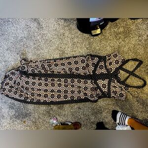 Maxi dress black, orange and brown